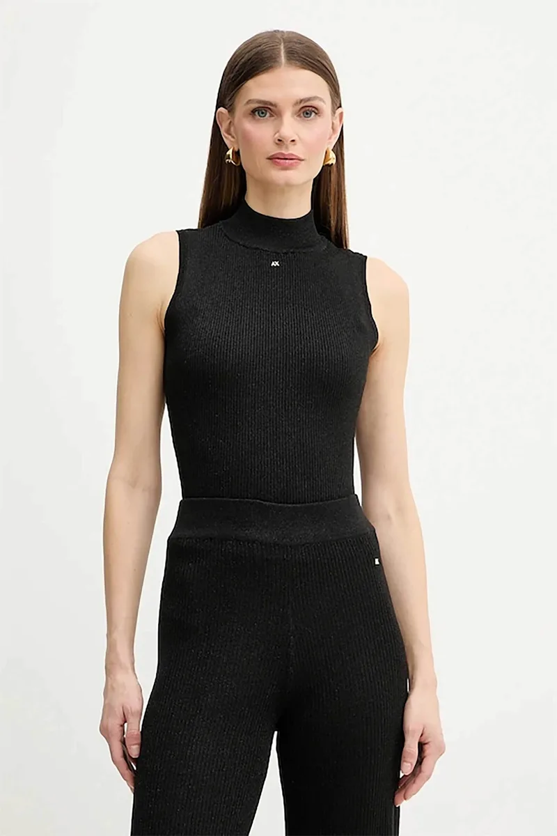 Armani Exchange γυναικείο αμάνικο τοπ με μεταλλικό logo - XW001876AF11957 Μαύρο