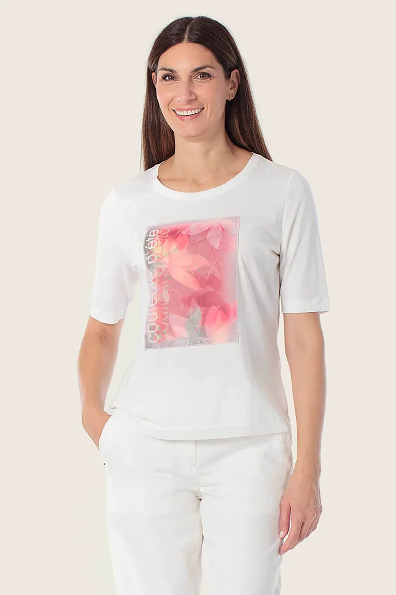 Gerry Weber γυναικείο T-shirt με floral print - N61724121040 Λευκό