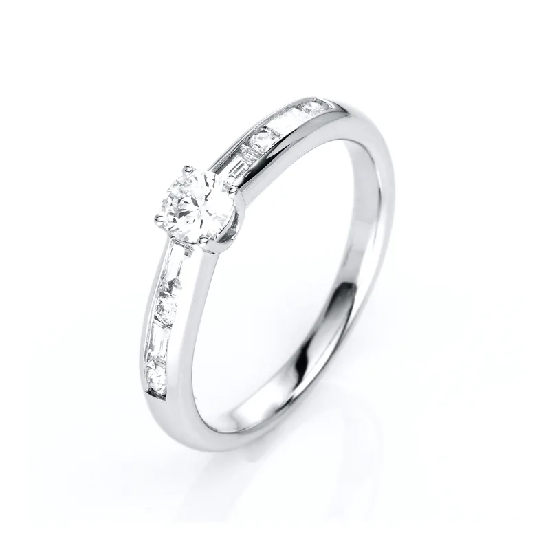 Diamond Group Μονόπετρο Δαχτυλίδι με Διαμάντια Brilliant από Λευκό Χρυσό 18 Καρατίων DDX543