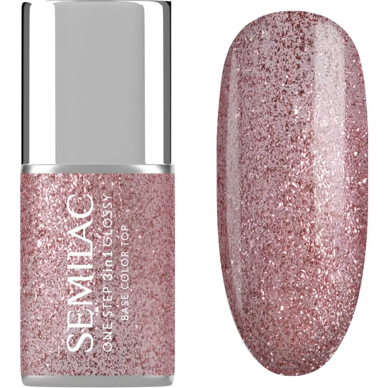Semilac One Step 3in1 Glossy τζελ βερνίκι νυχιών απόχρωση 250 Glitter Ροζ 7 ml
