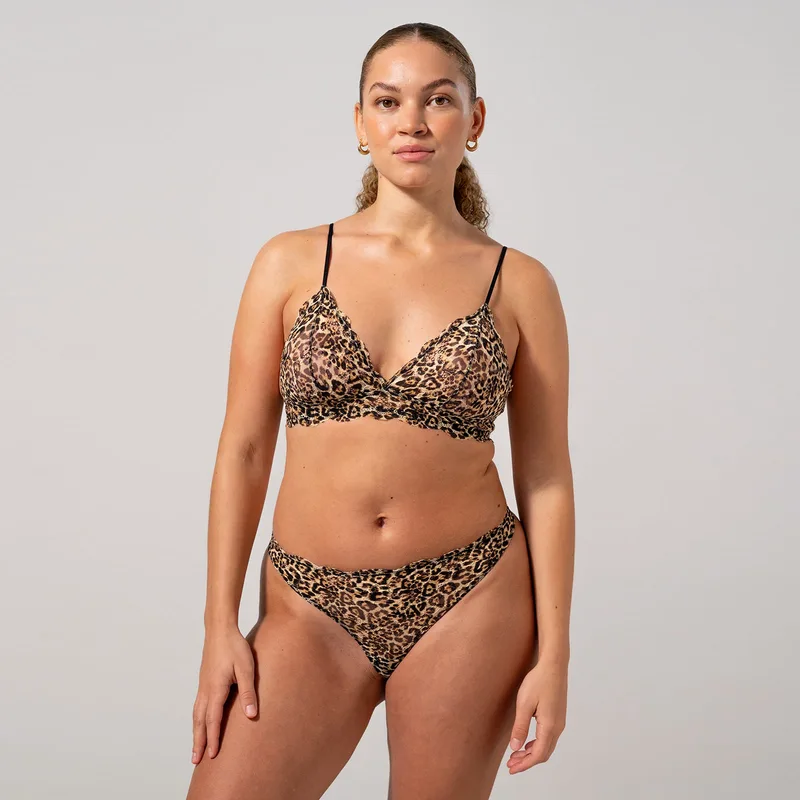 Σουτιέν Bralette λεοπάρ με δαντέλα