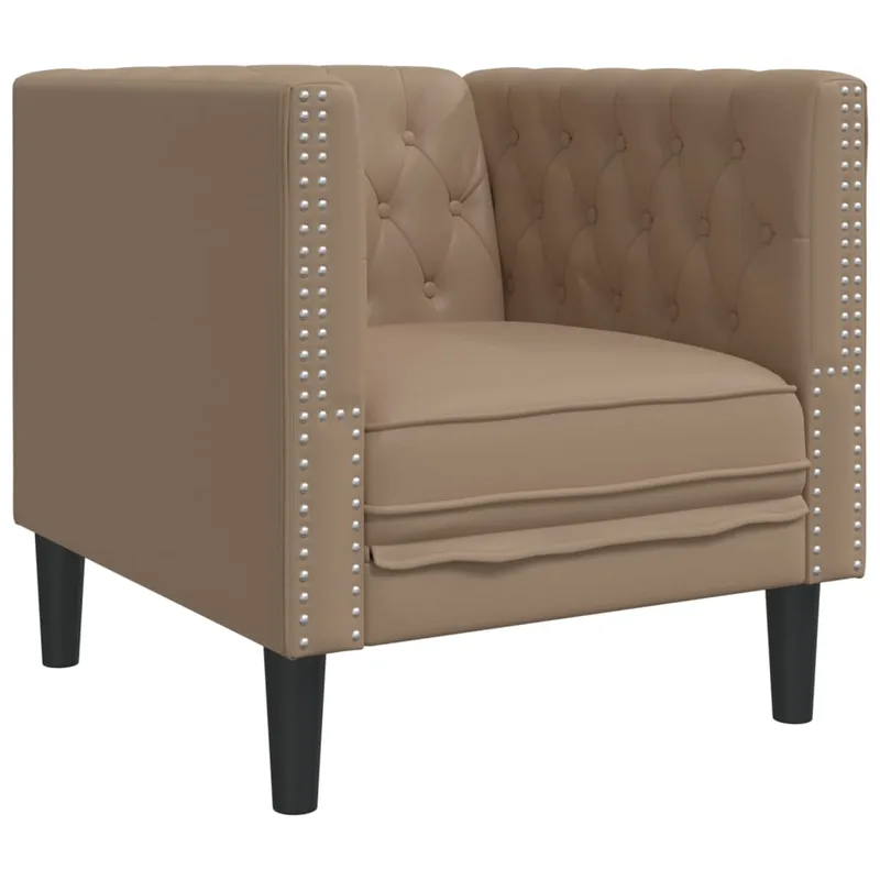 vidaXL Καναπές-Καρέκλα Chesterfield με Θήκη Καπουτσίνο από Συνθετικό Δέρμα