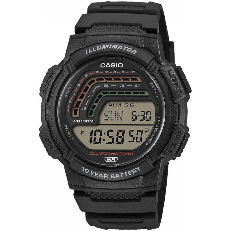 CASIO Collection Chronograph - WS-1800-1AVEF Black case with Black Rubber Strap