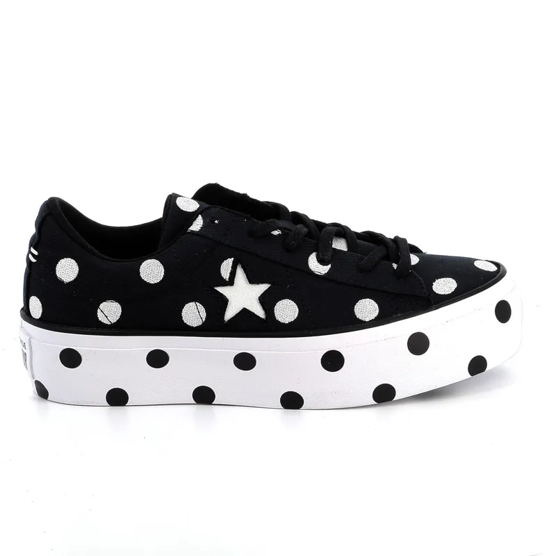 Γυναικείο Πάνινο Casual Converse All Star One Star Platform Ox Χρώματος Μαύρο 560695C