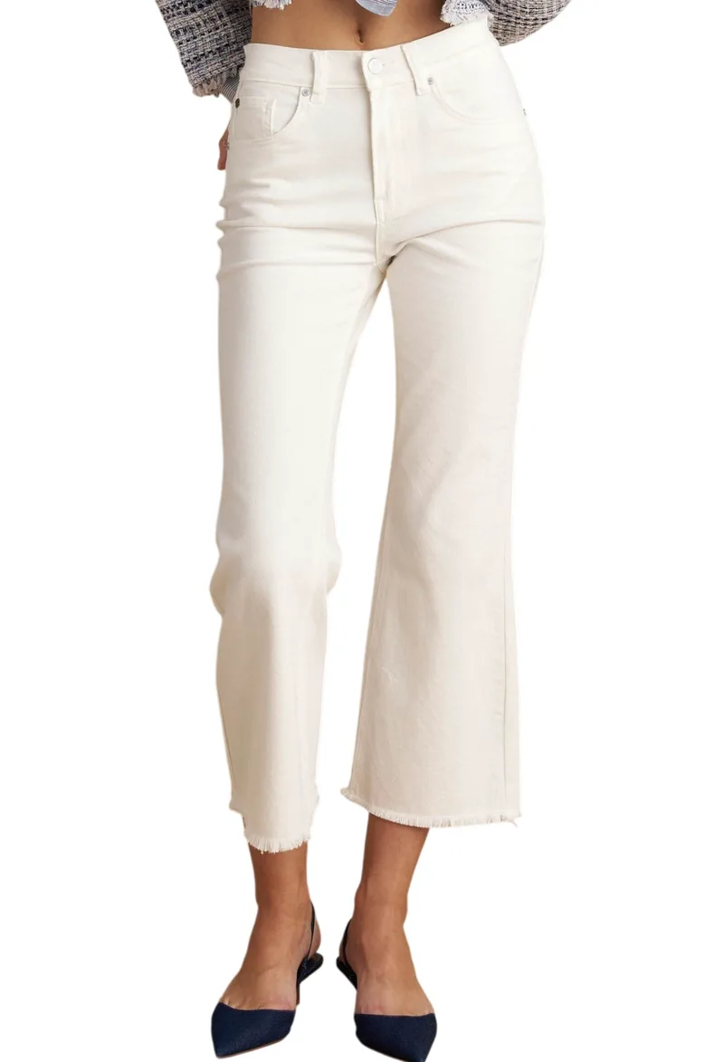 Παντελόνι Jean Attrattivo Kick Flare Cropped 9922933-WHITE Γυναικείο