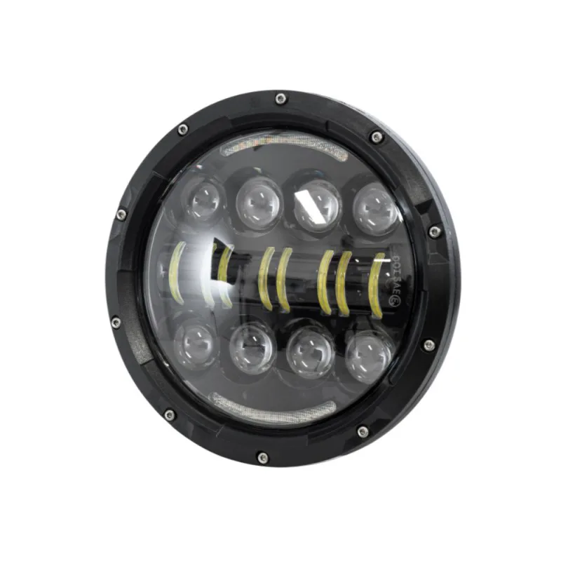 LED Στρογγυλός Αδιάβροχος Προβολέας Αυτοκινήτου 7 40W 12-24V με Βύσμα H4 Ψυχρό Λευκό - Πορτοκαλί