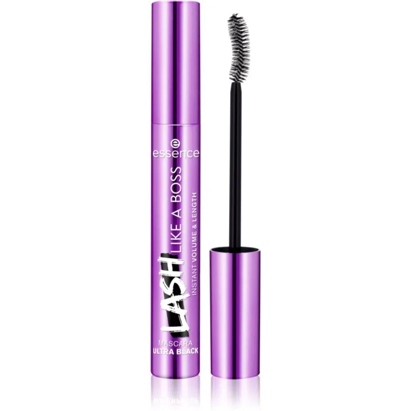 essence Lash Like a Boss μάσκαρα για όγκο, μήκος και διαχωρισμό των βλεφαρίδων απόχρωση Ultra Black 9,5 ml