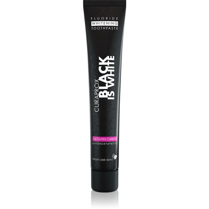 Curaprox Black is White λευκαντική οδοντόκρεμα με ενεργό άνθρακα γεύση Fresh Lime-Mint 90 ml