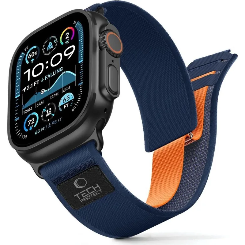 Λουράκι Apple Watch Ultra/SE/11/10/9/8/7/6/5/4 (49/46/45/44mm) Tech-Protect Nylon Elite Υφασμάτινο - Navy / Πορτοκαλί (5906302339952)
