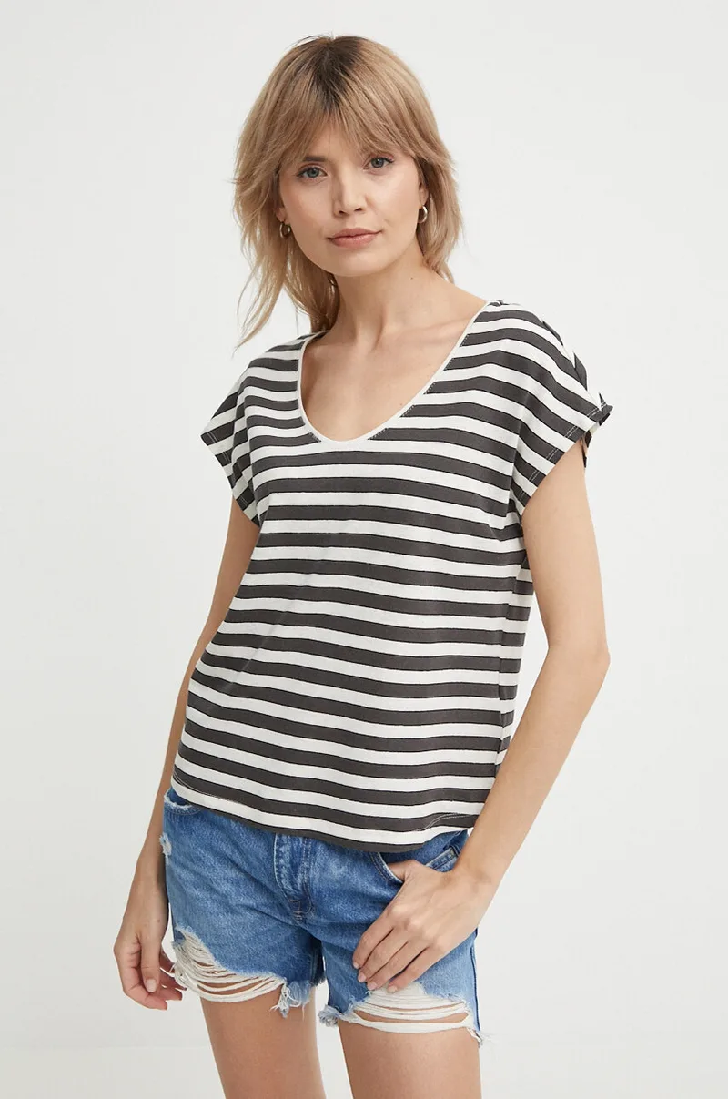 Μπλουζάκι με λινό μείγμα Pepe Jeans KHLOE KHLOE