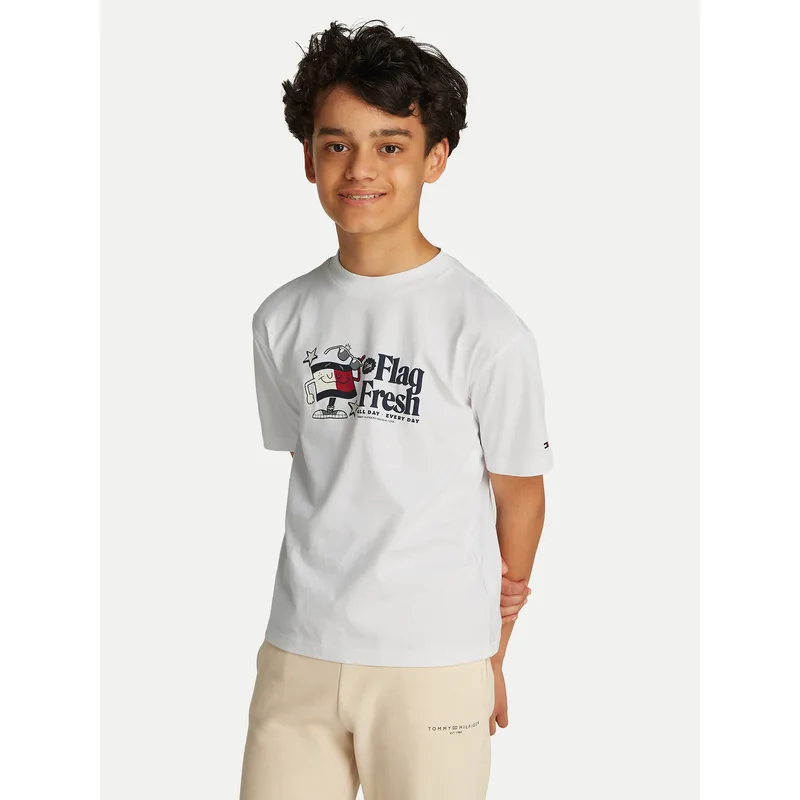 Tommy Hilfiger T-Shirt Flag Fun KB0KB09354 S Λευκό Regular Fit