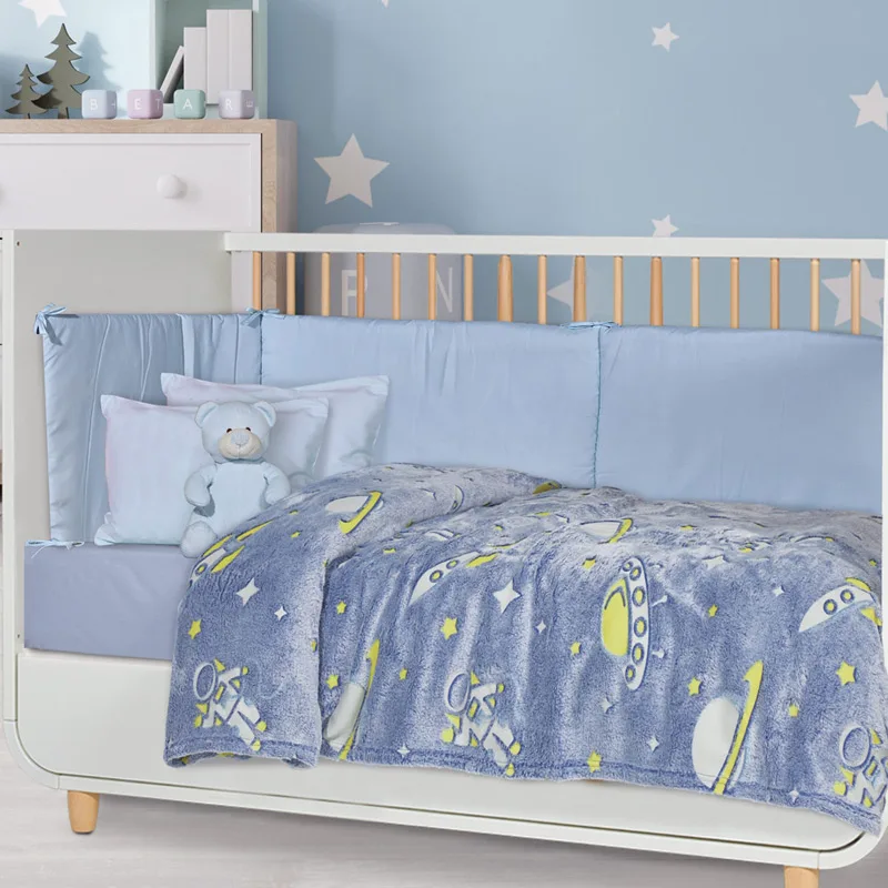 Φωσφοριζέ Κουβέρτα Fleece Κούνιας 110x150 Das Home Velour 4863 Blue 110x150