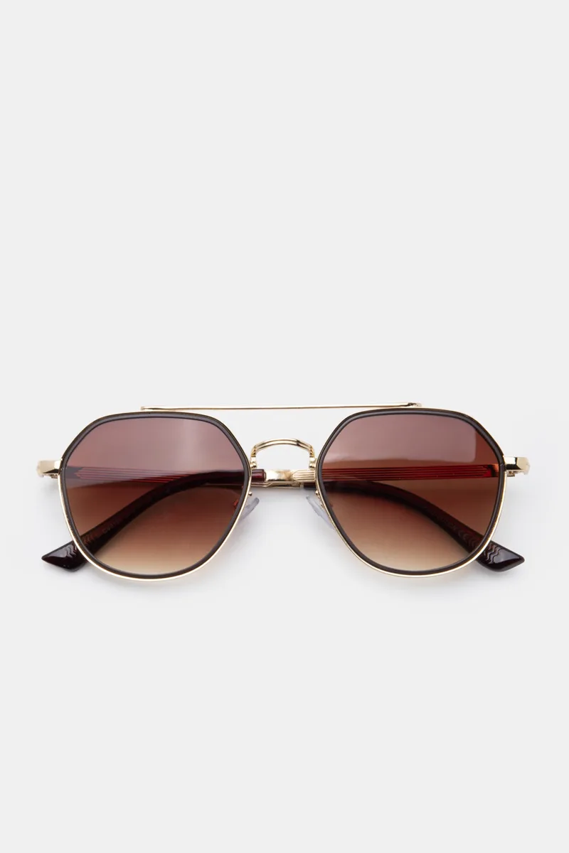Γυαλιά Ηλιού Siena Lux Geometric Aviator - Καφέ