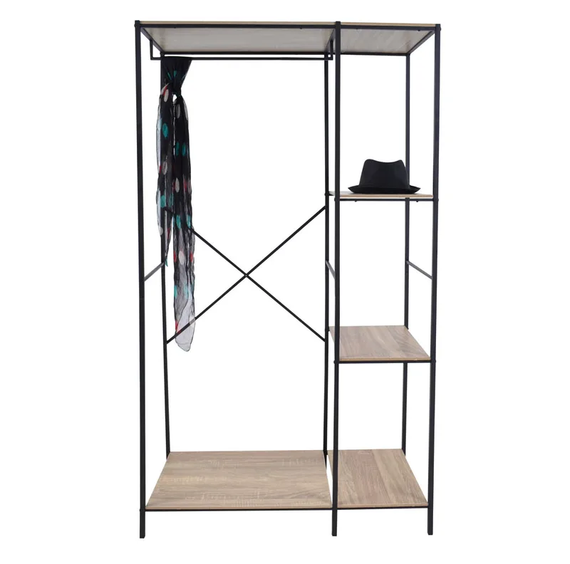 Ντουλάπα Ανοιχτή Μαύρο Ξύλο/Μέταλλο 90x41x167cm Ankor