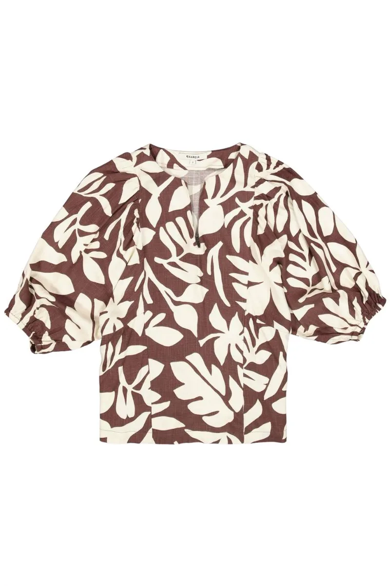 GARCIA Γυναικεία Μπλούζα Καφέ Tropical Print-P260233