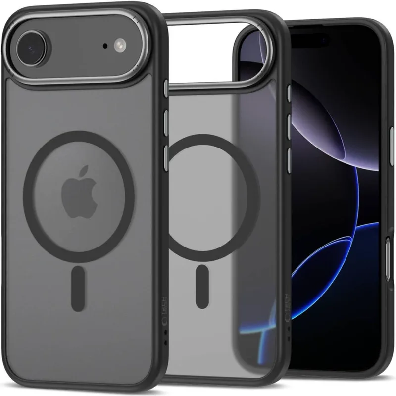 Θήκη iPhone Air Tech-Protect MagEdge Σκληρή Ημιδιάφανη με MagSafe & Μεταλλικό Πλαίσιο Κάμερας - Matte Black / Gunmetal (5906302330461)