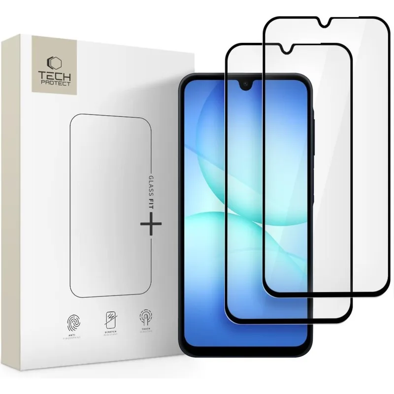 Tempered Glass Samsung Galaxy A17 / A26 / A16 Tech-Protect Glass Fit+ Full Face Αντιχαρακτικό Γυαλί Προστασίας Οθόνης 2 Τεμάχια - Black (5906302332373)