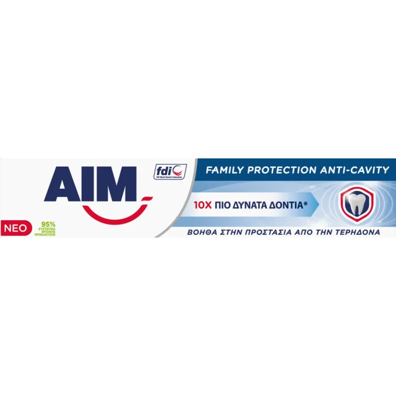 Aim Family Protection Anti-cavity Toothpaste 1450ppm Φθοριούχος Οδοντόκρεμα για την Ενδυνάμωση του Σμάλτου 75ml