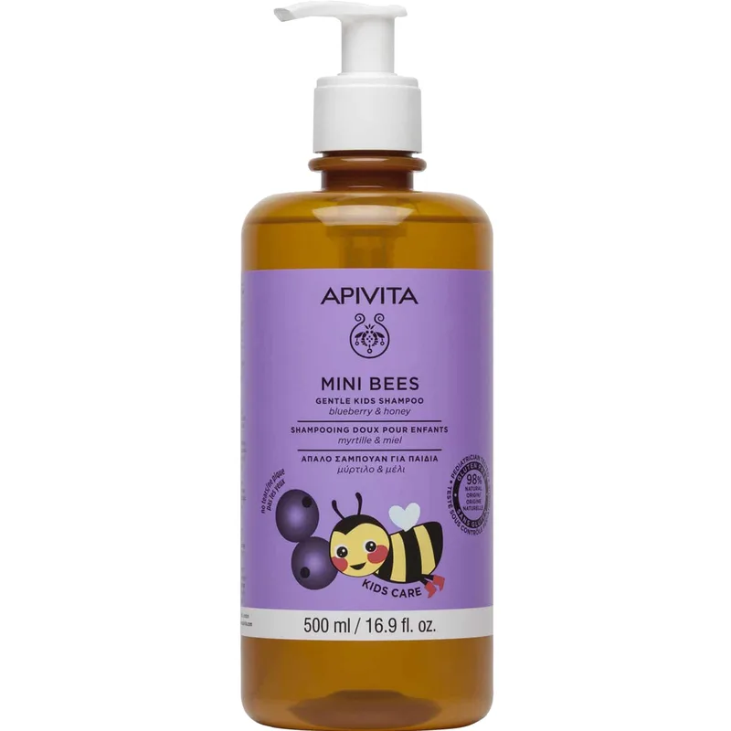 Apivita Mini Bees Gentle Kids Shampoo Παιδικό Σαμπουάν με Μύρτιλο & Μέλι 500ml