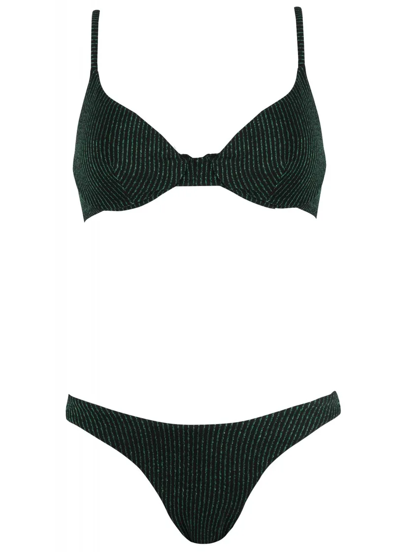 Σέτ μαγιό σε bra γραμμή ελαφριά ενίσχυση bikini brazilianne. Καλύπτει B Cup ΠΡΑΣΙΝΟ