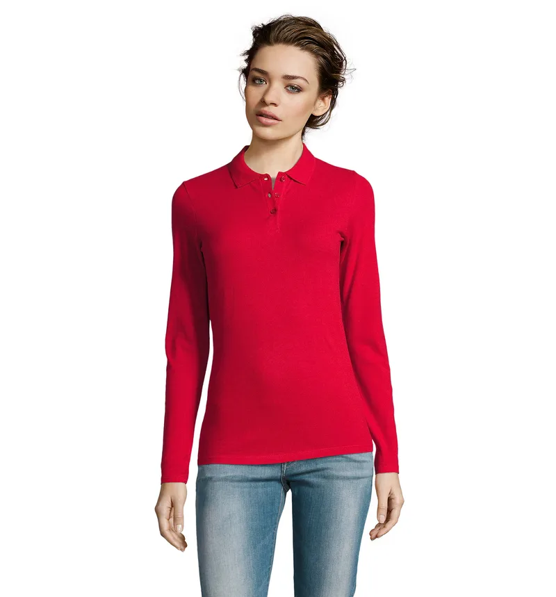 Γυναικείο μακρυμάνικο πόλο πικέ Sol's Perfect LSL Women - 02083 Red