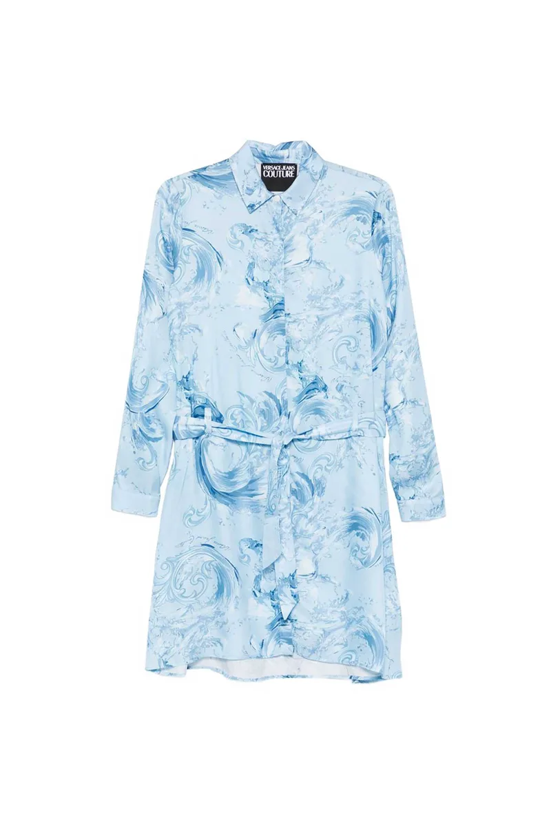 Versace Jeans Couture γυναικείο φόρεμα σεμιζιέ με all-over print - 80HAO911NS757 Γαλάζιο