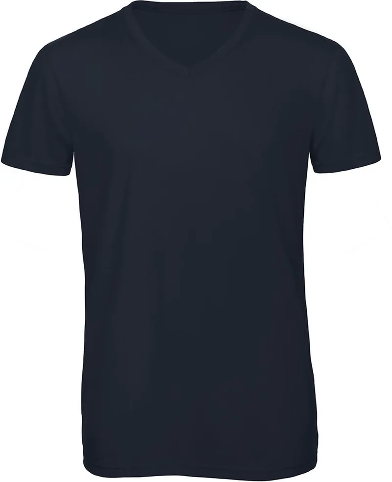 V Neck T-Shirt Triblend B & C V TM057 Navy