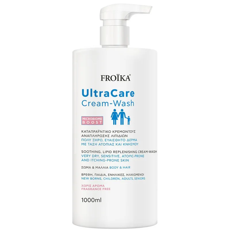 Froika UltraCare Cream Wash Καταπραϋντικό Κρεμοντούς Καθαρισμού Κατάλληλο για Ξηρό, Ευαίσθητο Δέρμα με Τάση Ατοπίας & Κνησμού με Αντλία 1000ml