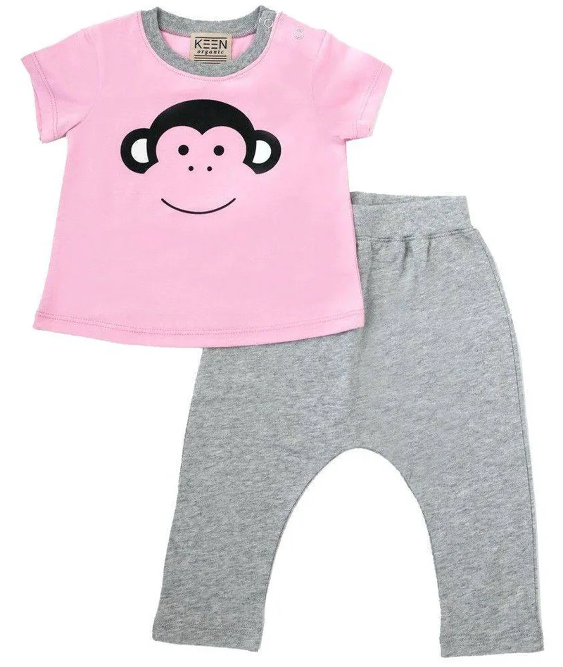 ΣΕΤ KEEN ORGANIC WWF BABY SET MONKEY ΡΟΖ/ΓΚΡΙ (12-18 ΜΗΝΩΝ)