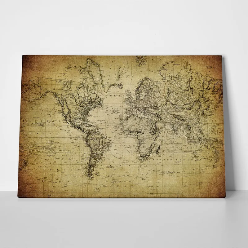 Πινακας σε καμβά VINTAGE WORLD MAP 1814