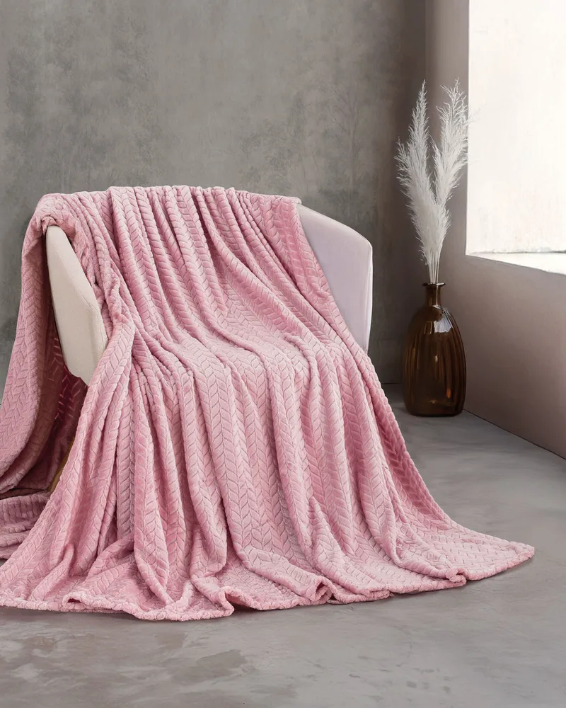 Κουβέρτα Fleece Υπέρδιπλη Harmonie Ροζ (220x240), Rythmos Home