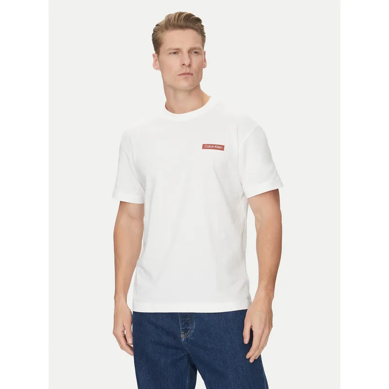 Calvin Klein T-Shirt Overlay Print K10K114158 Λευκό Regular Fit