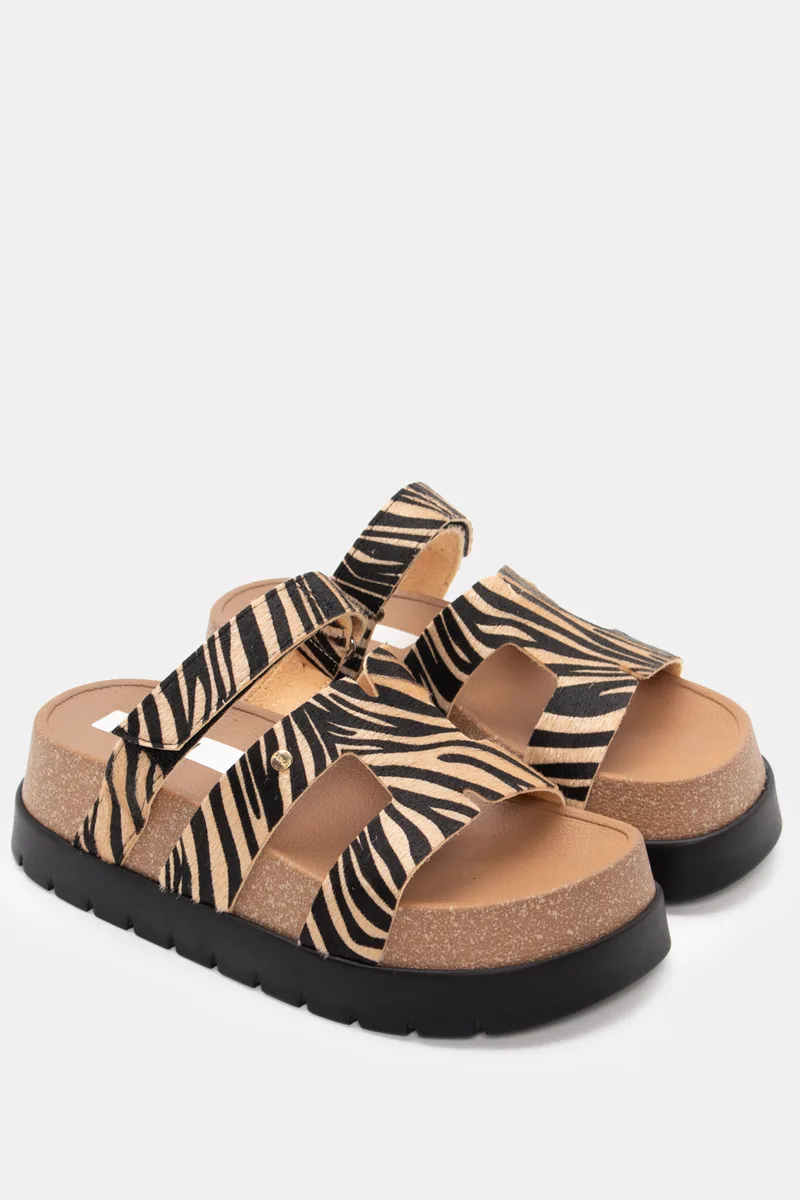 LUIGI DESIGN - Πλατφόρμες με Λουράκι Scratch - Zebra-Μπέζ