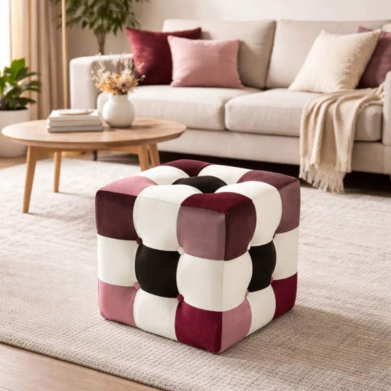 Πουφ Patchwork V2 606Ryl1104 (42x42x42)