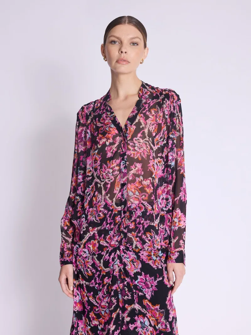 Berenice Γυναικείο Floral Πουκάμισο See-Through σε Εμπριμέ