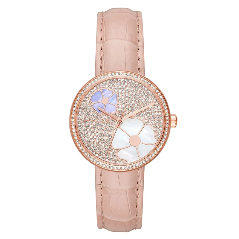 MICHAEL KORS Courtney Crystals Ροζ Leather Strap MK2718