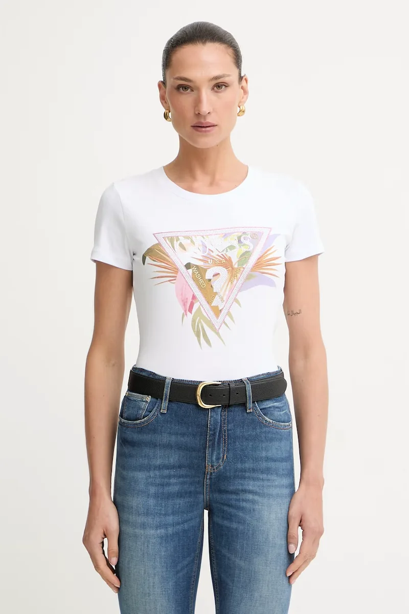Guess t-shirt γυναικείο βαμβακερό με ελαστάν PALM