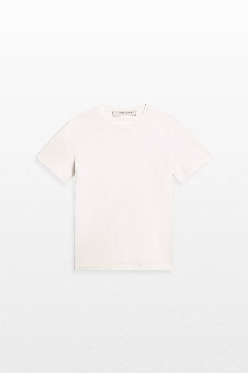 GOLDEN GOOSE Ανδρικό Λευκό T-shirt With Distressed Treatment