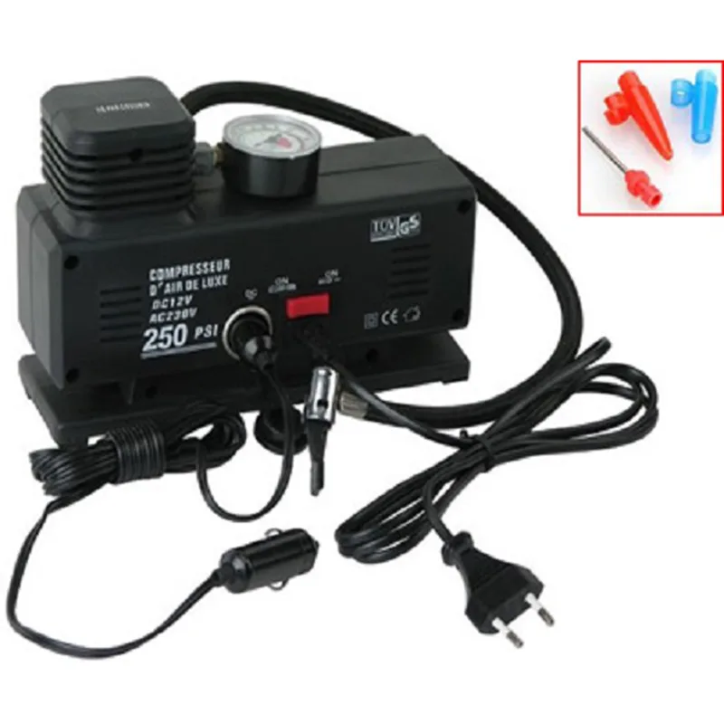 κομπρεσέρ ρεύματος 220v και μπαταρίας 12v με μανόμετρο (τρόμπα)