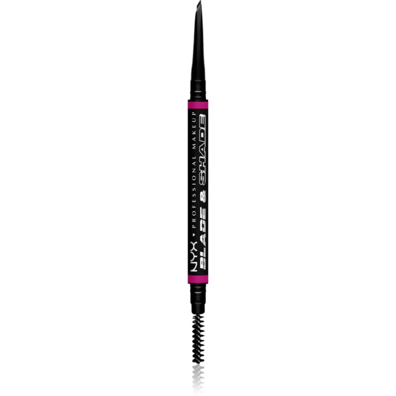 NYX Professional Makeup Blade & Shade μολύβι για τα φρύδια με βούρτσα απόχρωση Black 0.06 γρ