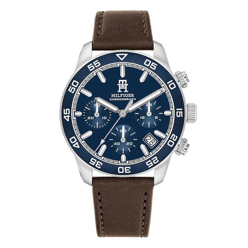 TOMMY HILFIGER Sport Chronograph Brown Leather Strap 1792163