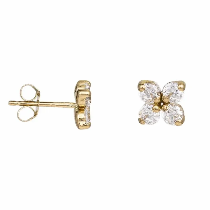 Παιδικά σκουλαρίκια Κ9 λουλούδι με ζιργκόν 049257 049257 Χρυσός 9 Καράτια