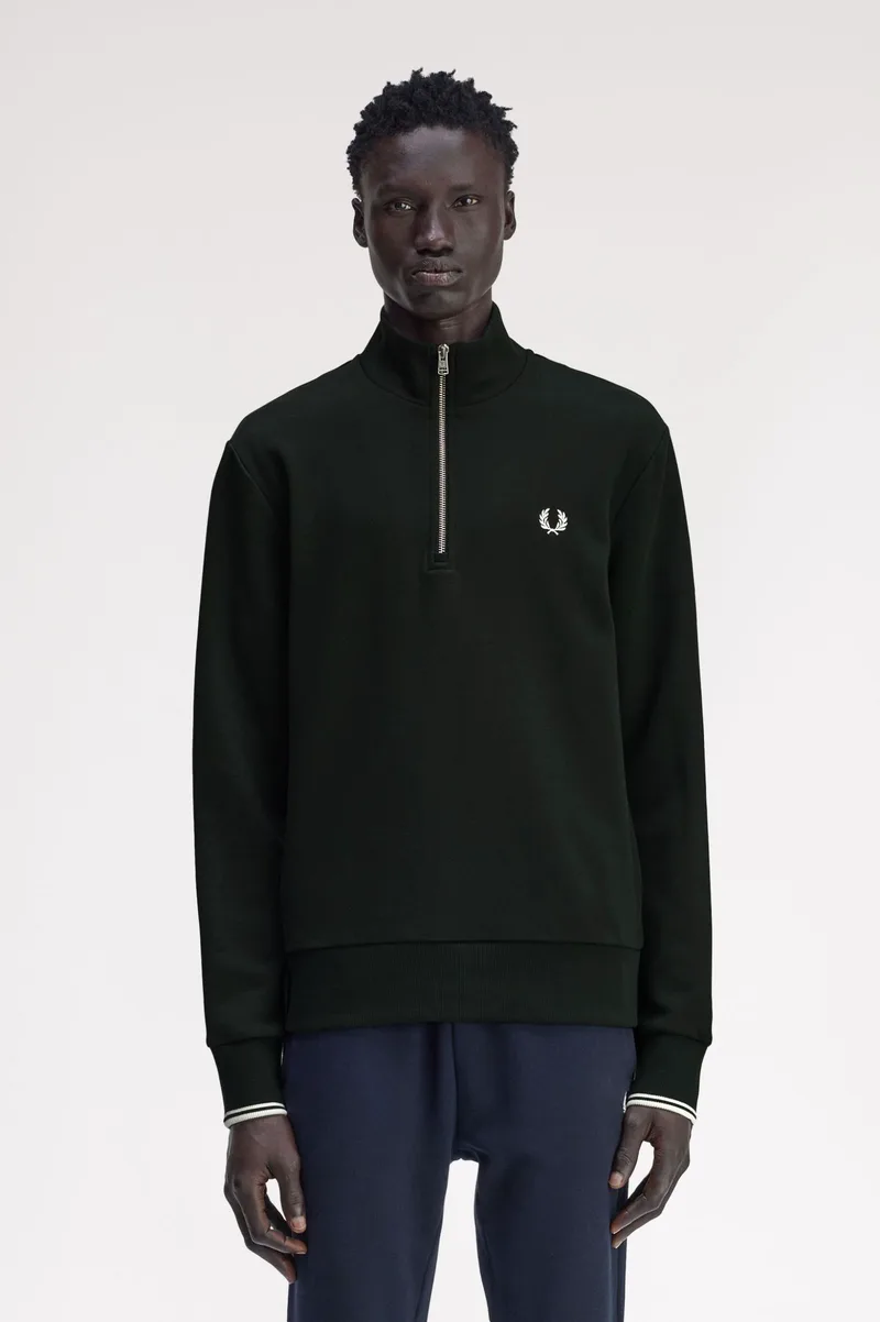 Fred Perry Ανδρικό Φούτερ Με Φερμουάρ Half Zip Sweatshirt M3574-T50 Πράσινο
