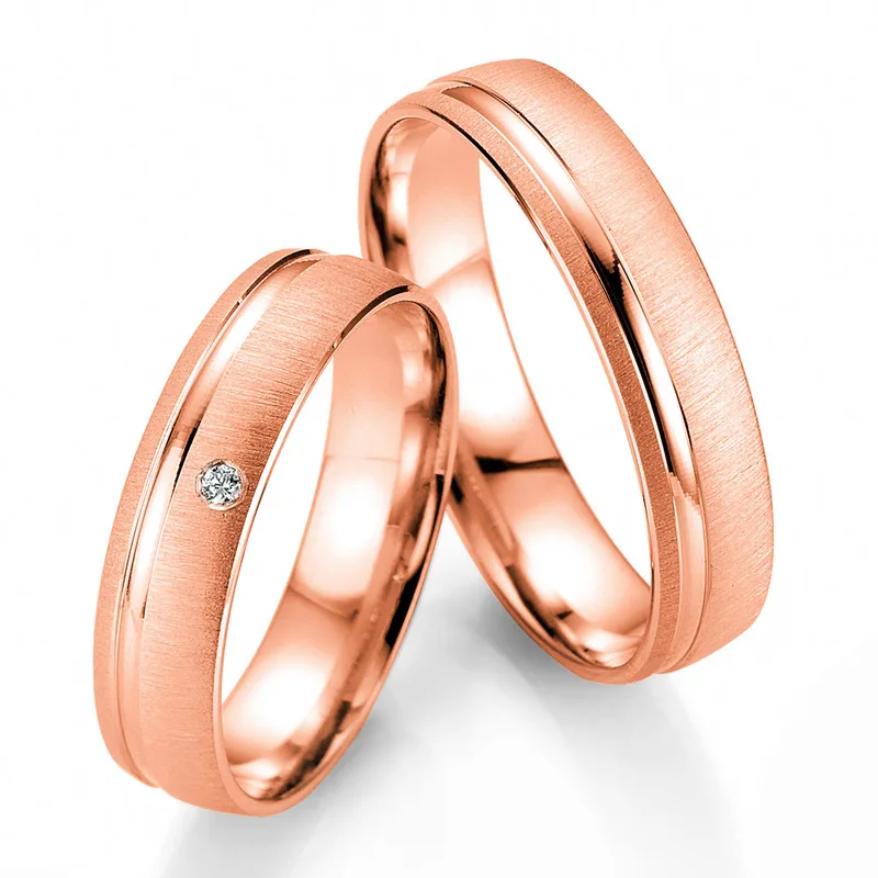 Ροζ Χρυσή Βέρα Γάμου Breuning με ή χωρίς Πέτρες WR333R diamonds k8