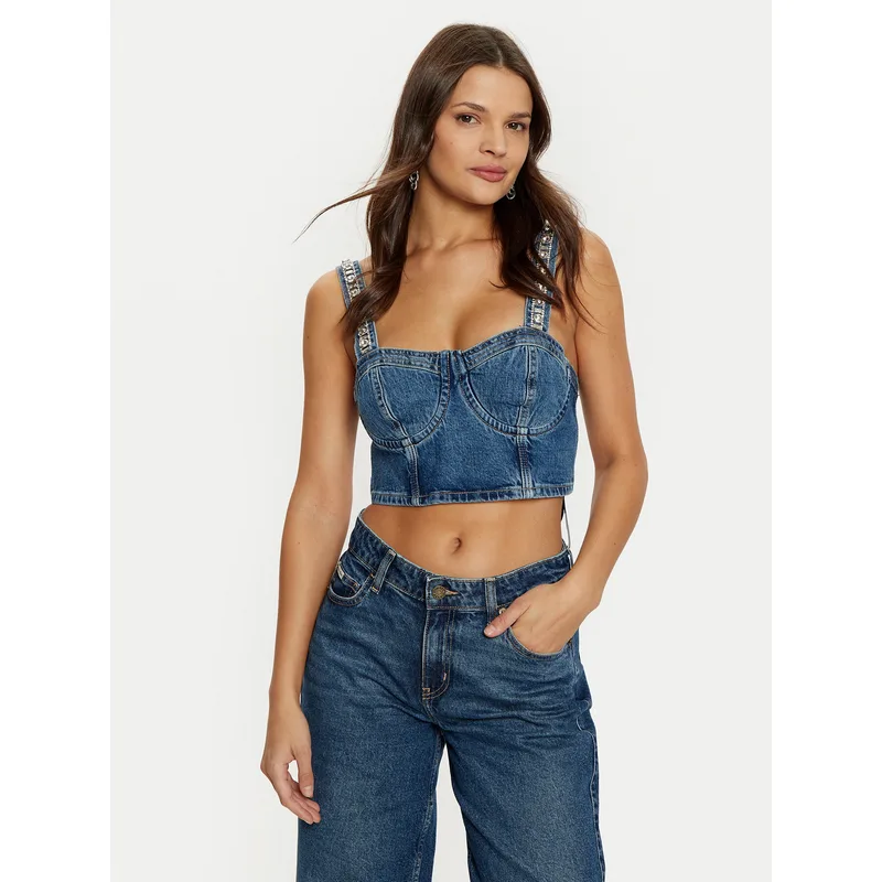 Guess Τοπ W5RH03 D5ACC Σκούρο μπλε Slim Fit