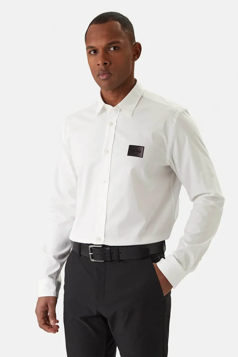Hugo Boss ανδρικό πουκάμισο μονόχρωμο Relaxed Fit "Valerio" - 50555786 Λευκό