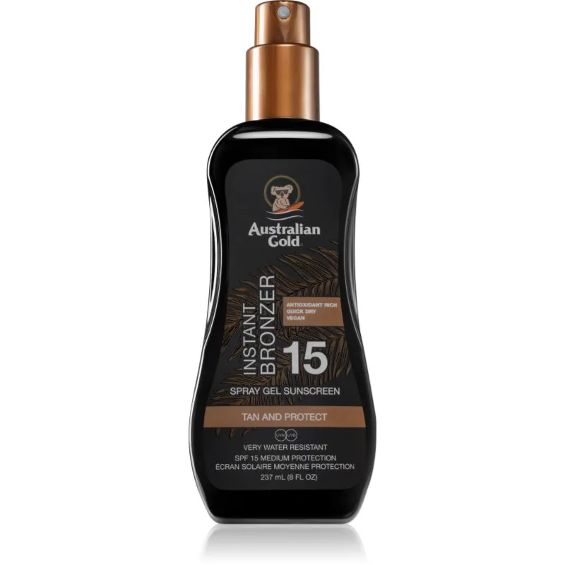 Australian Χρυσό Spray Gel Sunscreen With Instant Bronzer μπρονζερ σπρέι SPF 15 237 ml