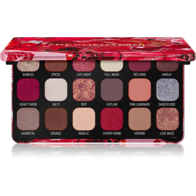Revolution Forever Flawless παλέτα με σκιές ματιών απόχρωση Cherry Rebel 18x1.1 γρ