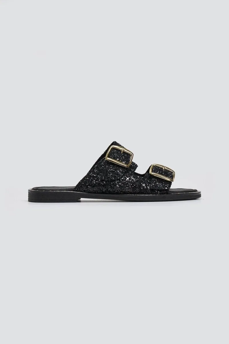 Estil Sandals with Glitter and Buckles - 2101 - Black