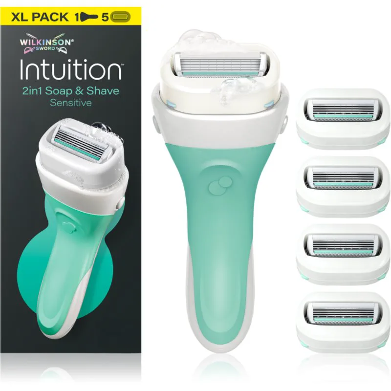 Wilkinson Sword Intuition 2in1 Soap & Shave Sensitive ξυριστική μηχανή + κεφαλές αντικατάστασης